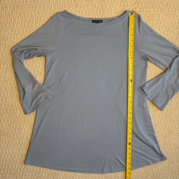 Eileen Fisher Tunic Top, Bell Sleeve, Boat Neck, Light Blue, Jersey Knit, Small - Picture 8 of 15